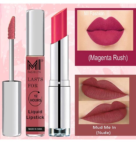 Set Of 2 Long Lasting Liquid Lipstick & Creamy Matte Lipstick